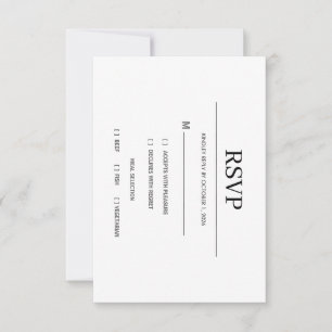 Modern Minimalist Black and White Wedding RSVP Car Card