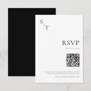 Modern Minimalist Black and White Wedding RSVP Card