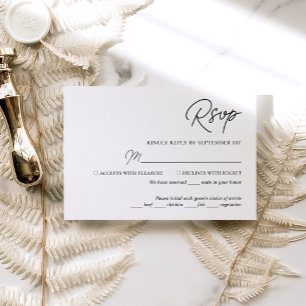 Modern Minimalist Black and White Wedding RSVP Card