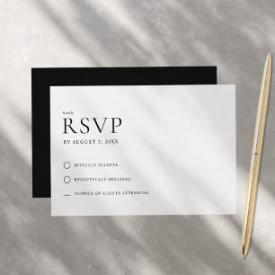 Modern Minimalist Black and White Wedding RSVP Card