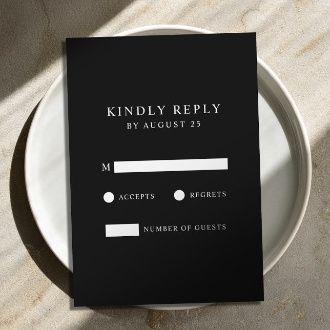 Modern Minimalist Black and White Wedding  RSVP Card (Creator Uploaded)