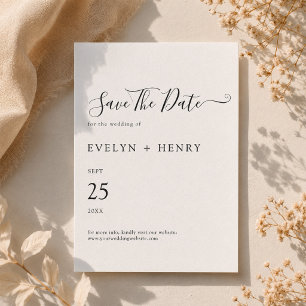 Modern Minimalist Black and White Wedding Save The Date