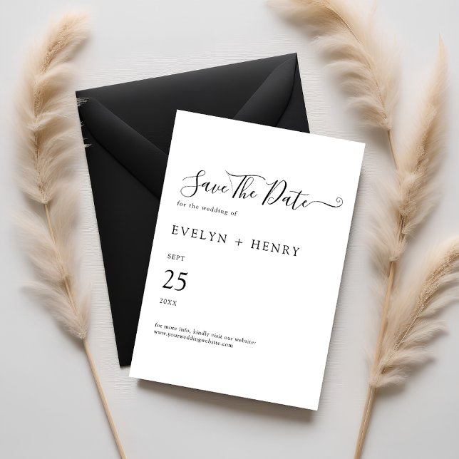 Modern Minimalist Black and White Wedding Save The Date (Creator Uploaded)