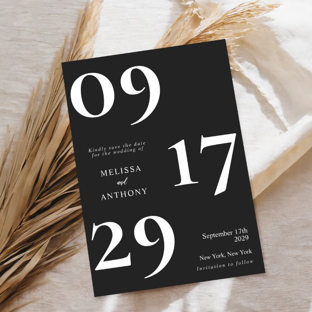 Modern Minimalist Black and White Wedding Save The Date (Creator Uploaded)