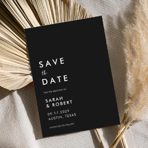 Modern Minimalist Black and White Wedding Save The Date