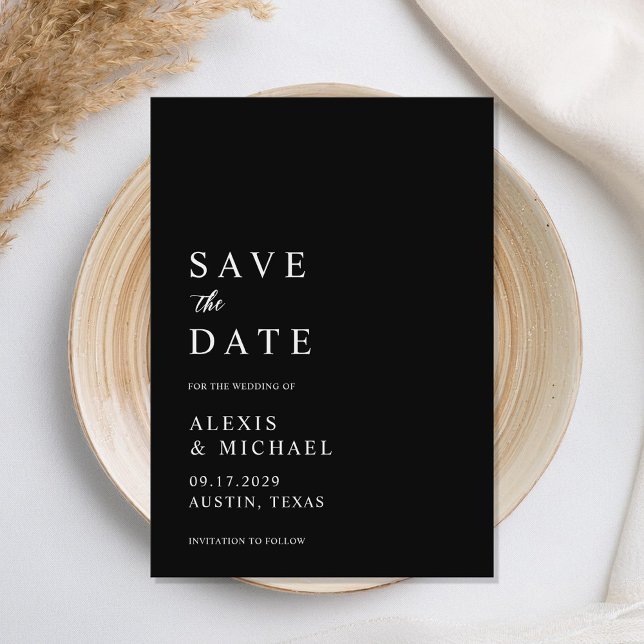 Modern Minimalist Black and White Wedding Save The Date (Creator Uploaded)