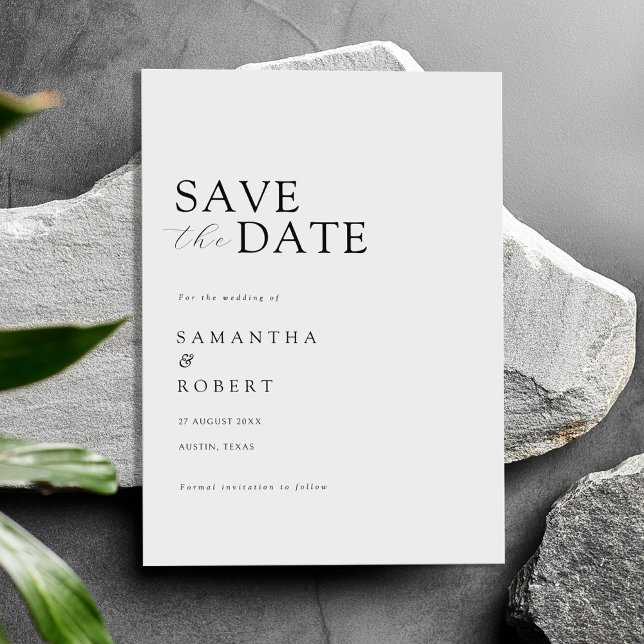 Modern Minimalist Black and White Wedding Save The Date (Creator Uploaded)