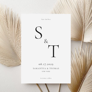 Modern Minimalist Black and White Wedding Save The Date