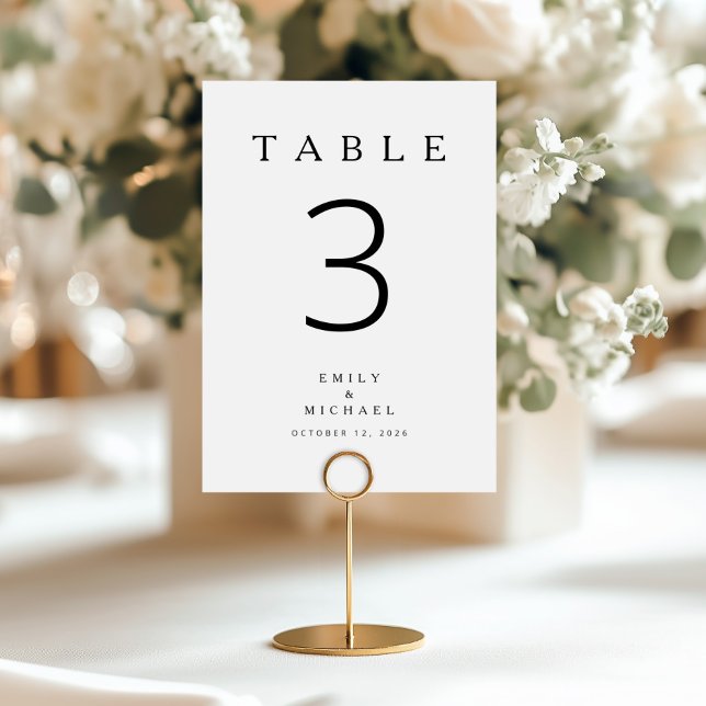 Modern Minimalist Black And White Wedding Table Number (Modern Minimalist Black And White Wedding Table Number)