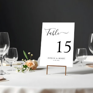 Modern Minimalist Black and White Wedding Table Number
