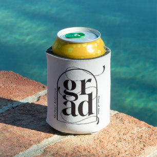 Modern Minimalist Black Arch Bold Graduation Can Cooler