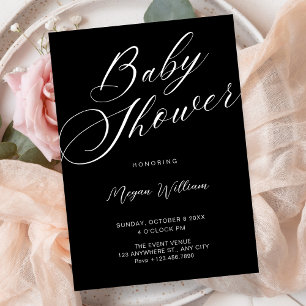 Modern minimalist Black  baby shower Invitation