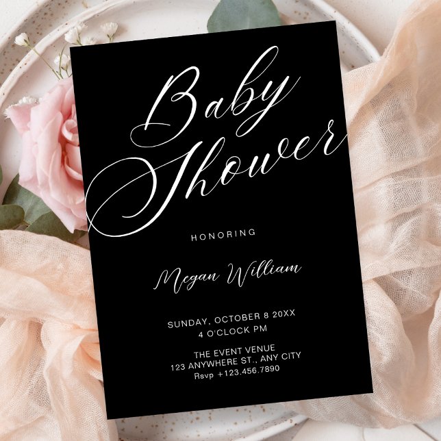 Modern minimalist Black  baby shower Invitation (Creator Uploaded)