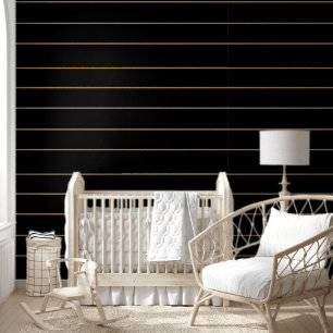 Modern Minimalist Black Background Stripe Wallpaper