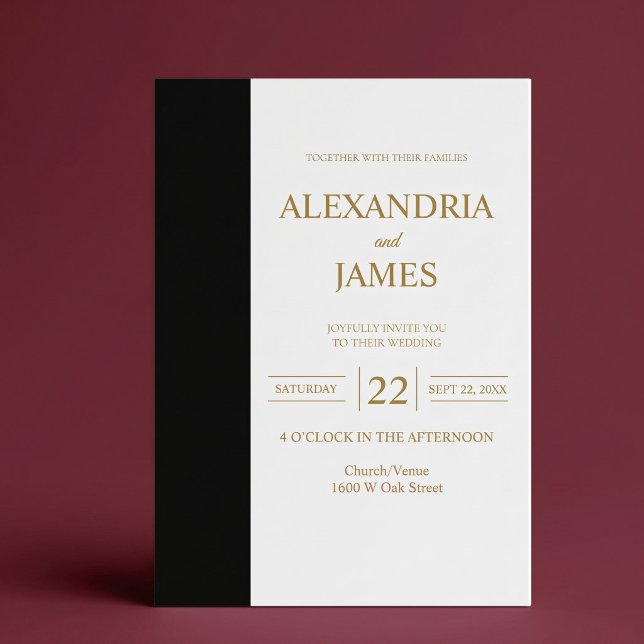 Modern Minimalist Black Bar Wedding Invitation (Creator Uploaded)