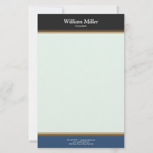 Modern Minimalist Black Blue Stripes Stationery