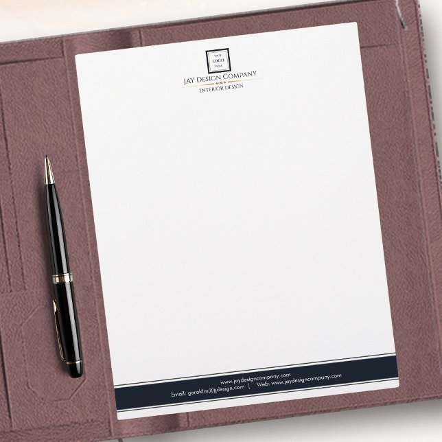 Modern Minimalist Black Border Business Logo Custom Letterhead (Creator Uploaded)