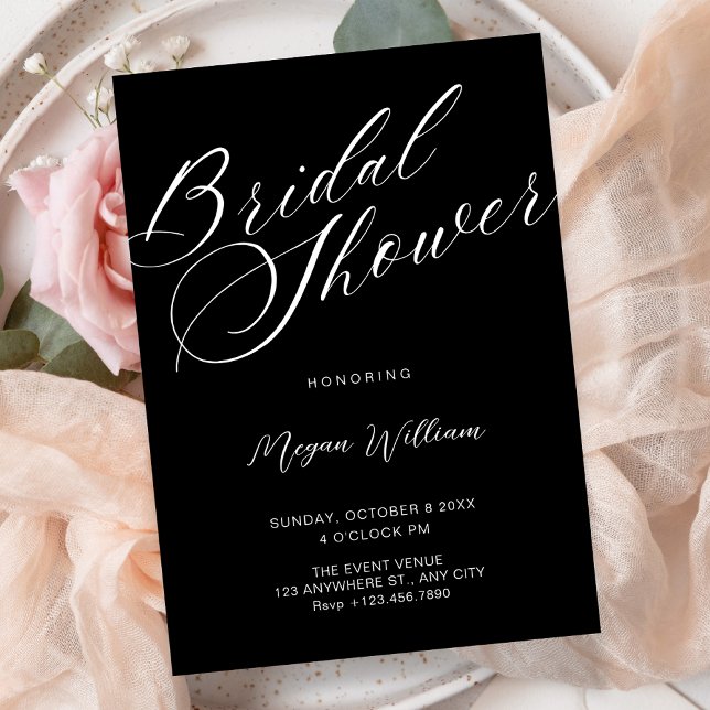 Modern minimalist Black bridal shower Invitation (Creator Uploaded)