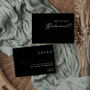 Modern Minimalist   Black Bridesmaid Proposal Card
