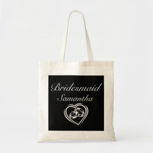 Modern Minimalist Black Bridesmaid Wedding Tote Bag