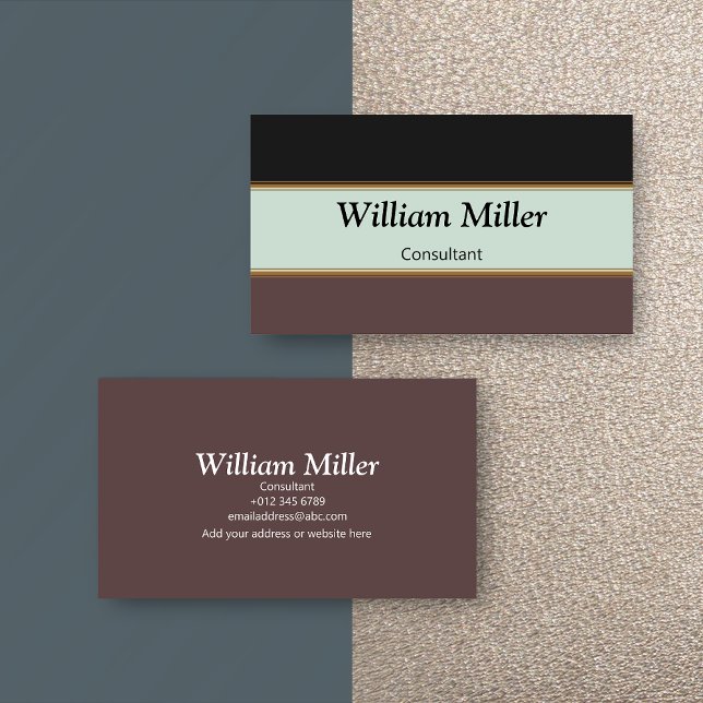 Modern Minimalist Black Brown Stripes Business Card (Creator Uploaded)