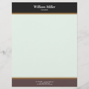 Modern Minimalist Black Brown Stripes Custom Letterhead