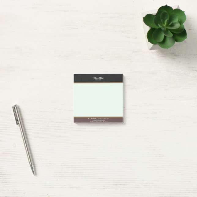 Modern Minimalist Black Brown Stripes Post-it Notes (Office)