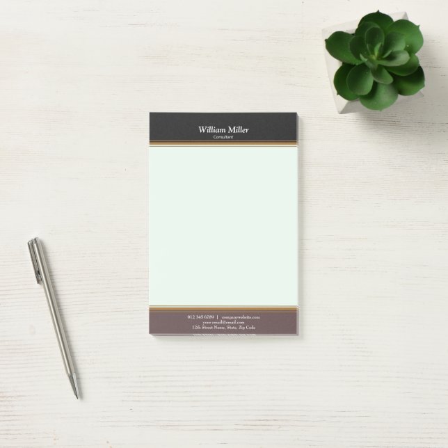 Modern Minimalist Black Brown Stripes Post-it Notes (Office)