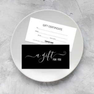 Modern Minimalist Black Business Gift Certificate