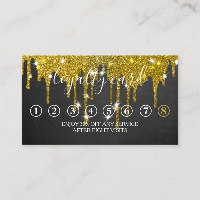 Modern Minimalist Black Chalkboard Loyalty Card (Front)