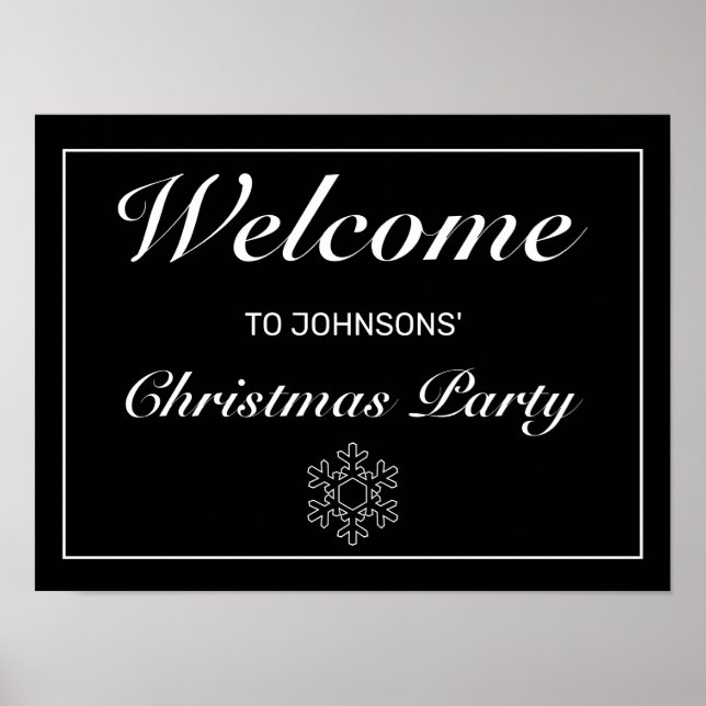 Modern Minimalist Black Christmas Welcome Sign (Front)