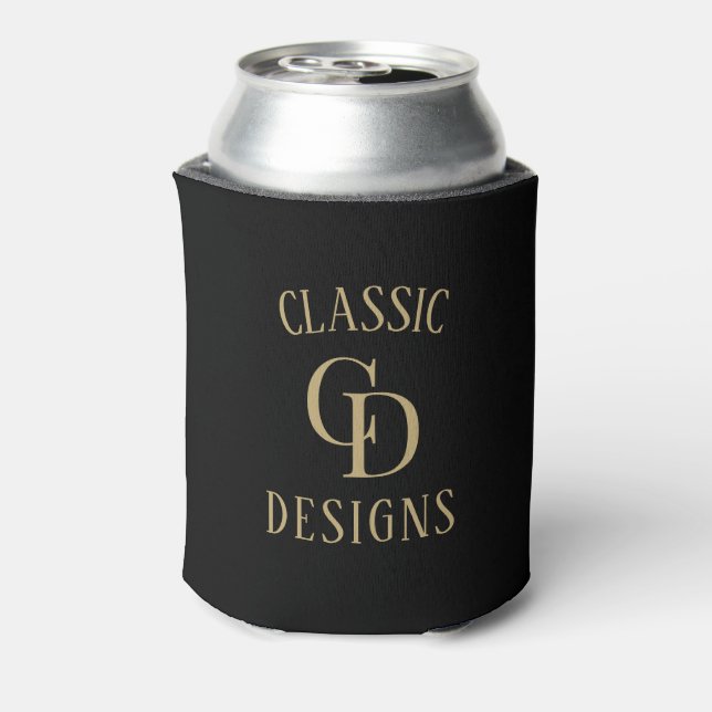Modern Minimalist Black Corporate Logo Can Cooler (Can Back)