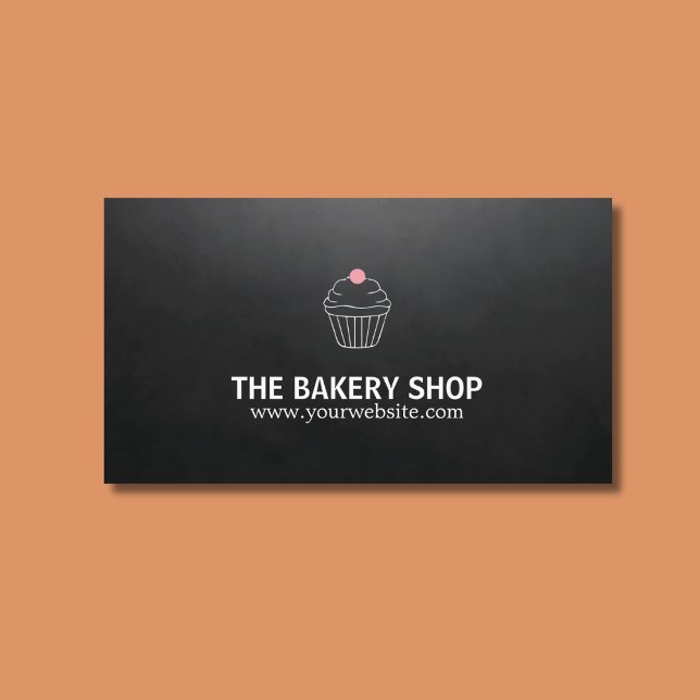 Modern Minimalist Black Cupcake Pink Candy Baker Business Card (Creator Uploaded)