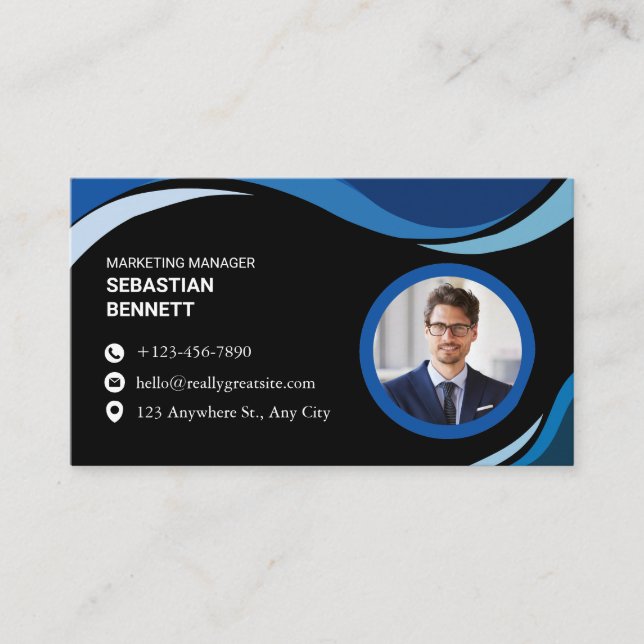 Modern Minimalist Black Custom  Business Card (Front)