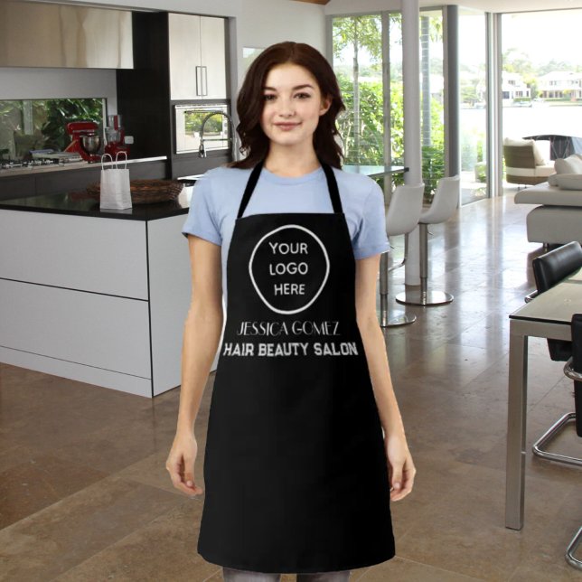 Modern Minimalist Black Custom logo Modern Apron (Creator Uploaded)