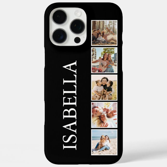 Modern Minimalist Black Custom Photo Monogram Case-Mate iPhone Case (Back)
