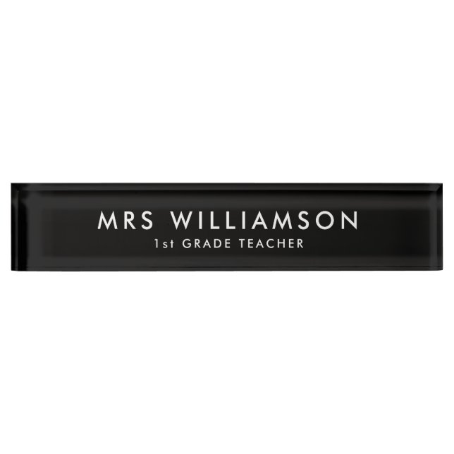 Modern Minimalist Black Custom teacher desk Nameplate (Front)