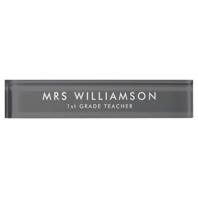 Modern Minimalist Black Custom teacher desk Nameplate (Front)