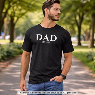 Modern Minimalist Black Dad Established  T-Shirt