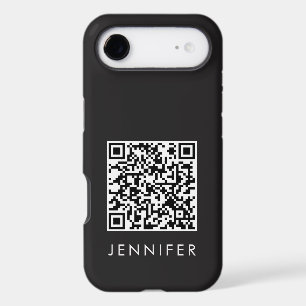 Modern Minimalist Black Executive QR Code Monogram
