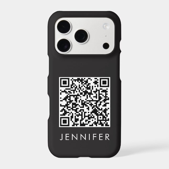 Modern Minimalist Black Executive QR Code Monogram (Back)