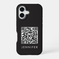 Modern Minimalist Black Executive QR Code Monogram