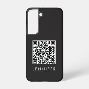 Modern Minimalist Black Executive QR Code Monogram Samsung Galaxy Case