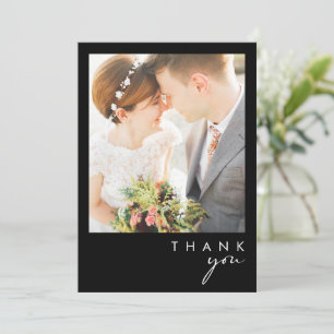Modern Minimalist Black Flat Photo Thank You Card