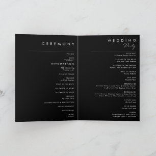 Modern Minimalist   Black Folded Wedding Program Programme