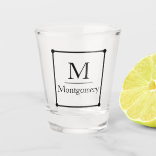 Modern Minimalist Black Frame Personalised Shot Glass