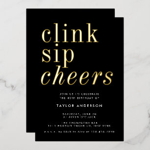 Modern Minimalist Black Gold 40th Birthday Party