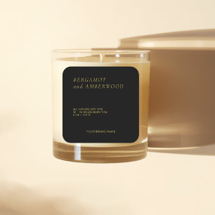 Modern minimalist black gold candle label