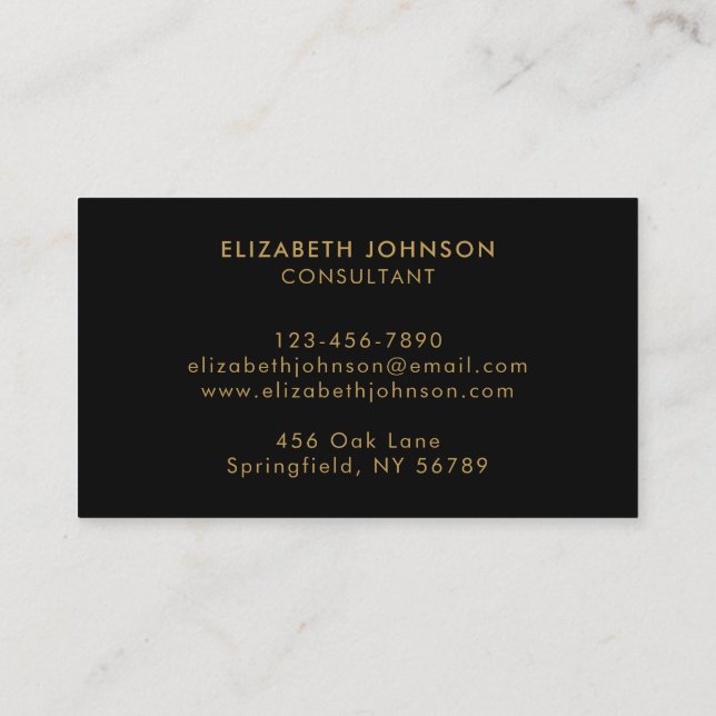 Modern Minimalist Black & Gold Company Logo Business Card (Back)