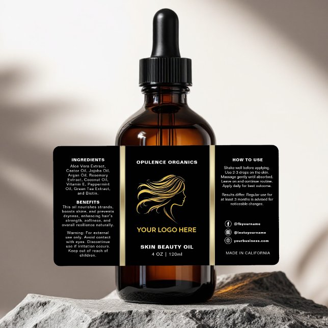 Modern Minimalist Black Gold Cosmetic Bottle  (Creator Uploaded)